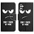 Miniatyrbillede 1 af 2: Wonderland Samsung Galaxy A14 Flip Etui - Don't Touch My Phone Black