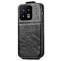 Pikkukuva 2 / 2: Vertical Flip Phone Suojakotelo With Zipper For Xiaomi 13 - Musta Black