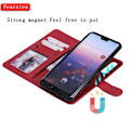 Pikkukuva 2 / 2: Huawei P20 Pro irroitettava nahkainen flip suojakotelo - Punainen Red