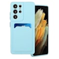 Pikkukuva 1 / 2: Card Holder Suojakuori For Samsung Galaxy S21 Ultra - Vauvasininen Blue