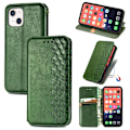 Pikkukuva 2 / 2: Nahkakotelo With A Stylish Rhombus Imprint For iPhone 13 - Vihreä Green
