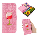 Miniatyrbillede 1 af 2: iPhone Xs Max flip cover i læder med spiralstruktur og vinglasmønster - Pink Pink