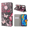 Pikkukuva 1 / 2: Huawei P30 Lite kuvioitu nahkainen flip suojakotelo - Perhoset ja Kukat Multicolor