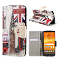 Miniatyrbillede 1 af 2: Motorola Moto E5 Plus mobiletui i kunstlæder med printede mønster samt pung og stativ - Big Ben og UK flag Multicolor