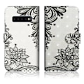 Miniatyrbillede 1 af 2: Samsung Galaxy S10 Plus lysspot decorations læder flip etui - Blonde Blomst Black