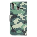 Miniatyrbillede 2 af 2: Samsung Galaxy A40 lædercover med krydsstruktur - kamuflage Green