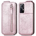 Pikkukuva 1 / 6: Vertical Flip Phone Suojakotelo With Zipper For Xiaomi 12S / 12x / 12 - Ruusukulta Pink
