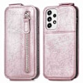 Pikkukuva 1 / 6: Vertical Flip Phone Suojakotelo With Zipper For Samsung Galaxy A72 5G - Ruusukulta Pink