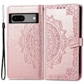 Miniatyrbillede 1 af 2: Mandala Google Pixel 7a Flip Etui - Rødguld Pink