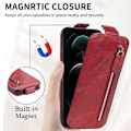 Miniatyrbillede 2 af 2: Lodret iPhone 12 Pro Max flip etui med lynlås - Rød Red