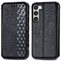 Miniatyrbillede 1 af 6: Læder Etui med A Stilfuldt Rhombus Tryk til Samsung Galaxy S23 Plus - Sort Black