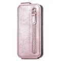 Pikkukuva 2 / 6: Vertical Flip Phone Suojakotelo With Zipper For OnePlus 10T / Ace Pro - Ruusukulta Pink