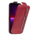 Miniatyrbillede 6 af 6: Lodret iPhone 13 Pro Max flip etui med lynlås - Rød Red