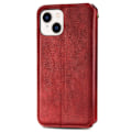 Miniatyrbillede 2 af 2: iPhone 14 læderetui med stilfuldt rombe aftryk - Rød Red