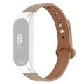 Pikkukuva 1 / 2: Samsung Galaxy Fit e nahkainen kellonhihna hopeisella suojuksella - Maitotee Ruskea Beige