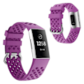 Miniatyrbillede 1 af 2: Fitbit Charge 4 / 3 urrem med firkantet hul i silikone - Lilla Purple