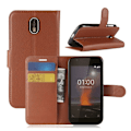 Miniatyrbillede 1 af 2: Nokia 1 litchi tekstur PU læder flip etui - Brun Brown