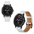 Miniatyrbild 1 av 2: Garmin Vivoactive 3 / Vivomove HR klockarmband i äkta läder - Vit Vit