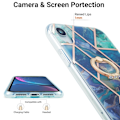 Pikkukuva 2 / 2: Marble Patterned Suojakuori With Ring Holder For iPhone Xr - Sininen / Vihreä Blue