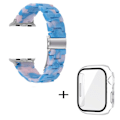Pikkukuva 4 / 4: 3 helmen hartsityylinen kellohihna kirkkaalla suojuksella Apple Watch Series 3/2/1 42mm - Sininen Vaaleanpunainen Sekoitus Blue