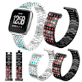 Miniatyrbild 2 av 2: Fitbit versa urlänk träningsklocka rostfritt stål strasstenar - Svart blå multifärg