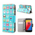 Miniatyrbillede 1 af 2: Motorola Moto C etui med unik motiv - Ugle bagggrund Multicolor