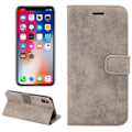 Miniatyrbillede 1 af 2: iPhone Xs Max læder flip cover i retrostil - Grå Silver grey