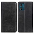 Miniatyrbillede 1 af 2: Flip Etui med Pung i Ægte Læder til Motorola Moto E13 - Sort Black