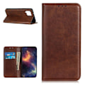 Pikkukuva 1 / 2: Lompakko-style Aitoa Nahkaa Läppäkotelo For Samsung Galaxy A12 5G - Kahvi Brown