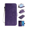Miniatyrbillede 1 af 2: Huawei Y6 II præget læder-etui med strop - Lilla Purple