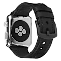 Miniatyrbillede 1 af 2: Apple Watch Series 5 40mm ægte læder silikone Urrem - Sort Black