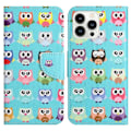 Miniatyrbillede 1 af 2: Wonderland iPhone 14 Pro flip etui - Søde Ugler Multicolor