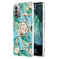 Pikkukuva 1 / 2: Marble Patterned Suojakuori With Ring Holder For Nokia G11 / G21 - Blue Flowers Blue