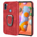 Pikkukuva 1 / 2: Iskunkestävä nahkasuojus soikealla jalustalla Samsung Galaxy M11 / A11 - Punainen Red