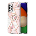 Miniatyrbillede 1 af 2: Marble Mønstret Cover med Ring Holder til Samsung Galaxy A33 5G - Lyserøde Blomster Pink