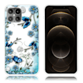 Pikkukuva 1 / 2: Butterfly iPhone 12 Pro / iPhone 12 nahkakotelo - Kukka Ja Perhonen Blue