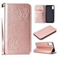 Pikkukuva 1 / 2: iPhone 9 Plus Perhos Ja Kukka Printti Kuviollinen Synteetti Nahkainen Lompakko Suojakotelo - Ruusu Kulta Multicolor