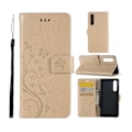 Miniatyrbillede 1 af 2: Huawei P30 sommerfugle- og blomstertryk læder flip etui - Guld Gold