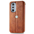 Miniatyrbillede 2 af 6: Læder Etui med A Stilfuldt Rhombus Tryk til Motorola Edge 30 Pro - Brun Brown
