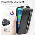 Miniatyrbillede 5 af 6: Lodret iPhone 14 Pro flip etui med lynlås - Sort Black