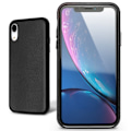 Miniatyrbild 2 av 2: QIALINO iPhone Xr fodral i äkta läder med litchi-textur - Svart Svart