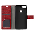 Miniatyrbillede 2 af 2: HTC Desire 12 Plus etui i kunstlæder med krokodillestruktur. Med kortlommer og stativ - Rød Red