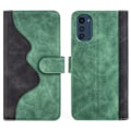 Miniatyrbillede 1 af 2: To Farvet Læder Flip Case til Motorola Moto E32 - Grøn Green