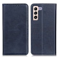 Pikkukuva 1 / 6: Lompakko-style Aitoa Nahkaa Läppäkotelo For Samsung Galaxy S23 Plus - Sininen Blue