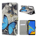 Miniatyrbild 1 av 2: Butterfly läder Samsung Galaxy A7 (2018) fodral - Blå Blå