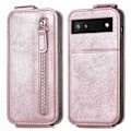 Pikkukuva 1 / 6: Vertical Flip Phone Suojakotelo With Zipper For Google Pixel 6a - Ruusukulta Pink