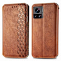 Miniatyrbillede 1 af 2: Læder Etui med A Stilfuldt Rhombus Tryk til Motorola Edge 30 Ultra / X30 Pro - Brun Brown