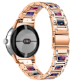 Miniatyrbillede 1 af 2: Google Pixel Watch rhinestone-dekor i resin-stil urrem i rustfrit stål - Rødguld / Lilla Grøn Blanding Multicolor