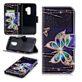 Miniatyrbillede 1 af 2: Samsung Galaxy S9 Plus Printet Mønster PU læder flip etui - Diamant Sommerfugl Multicolor