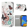 Pikkukuva 1 / 2: Samsung Galaxy A7 (2018) kuviollinen synteetti nahkainen lompakko kotelo kortti ja seteli paikoilla - Perhoset Ja Pyörykät Multicolor